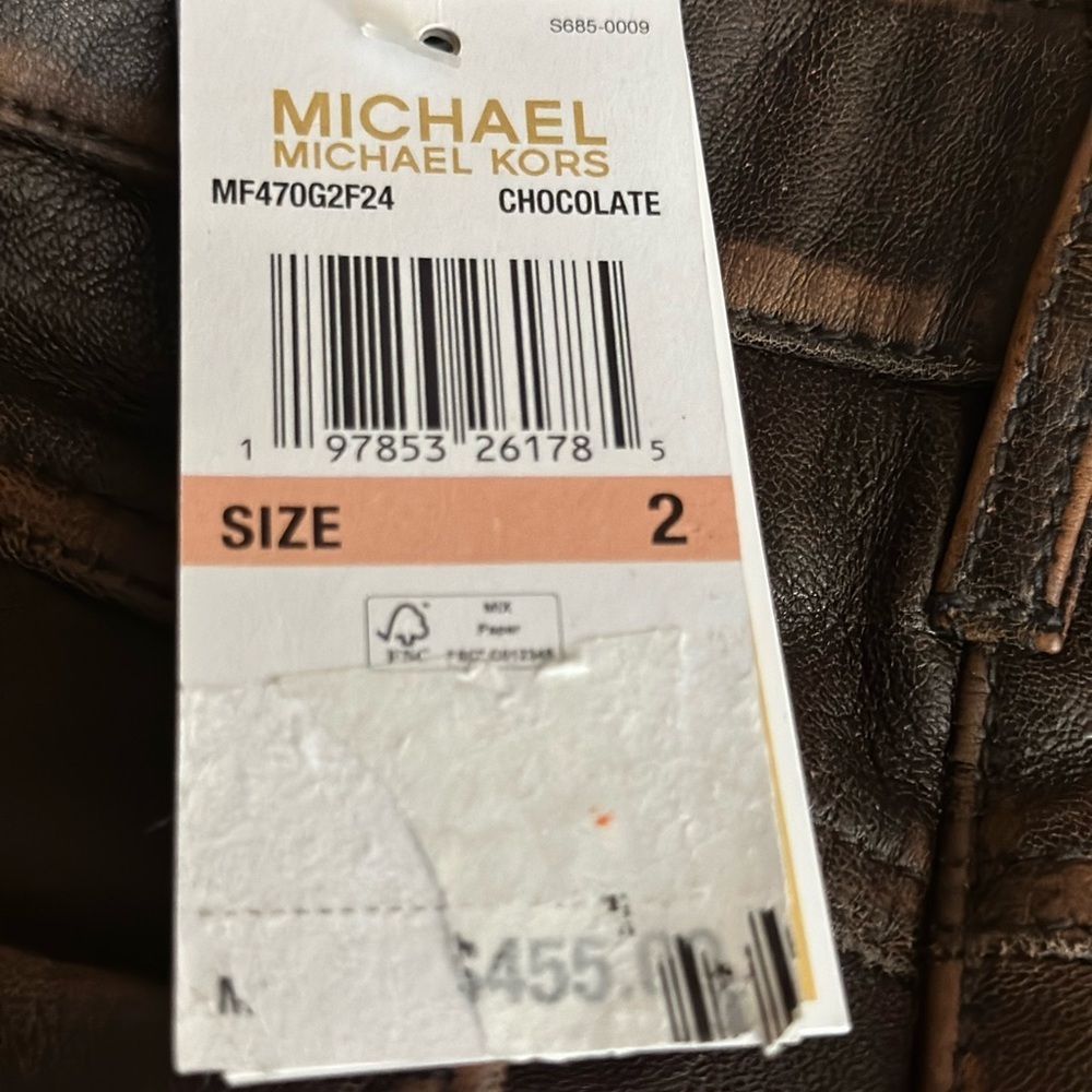 Michael Kors Dark Brown Leather A-Line Mini Skirt - Picture 9 of 9